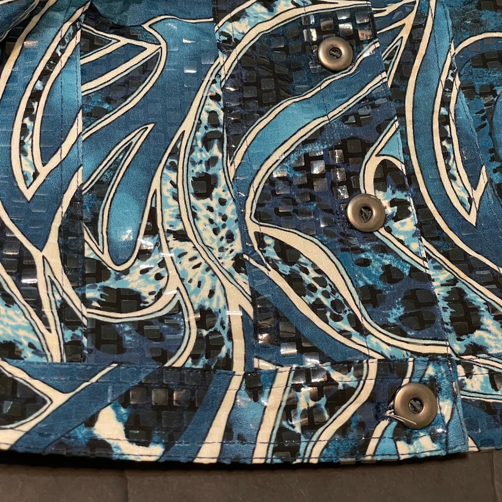 Ruby Rd Blue Black Swirl Print Iridescent Square … - image 7